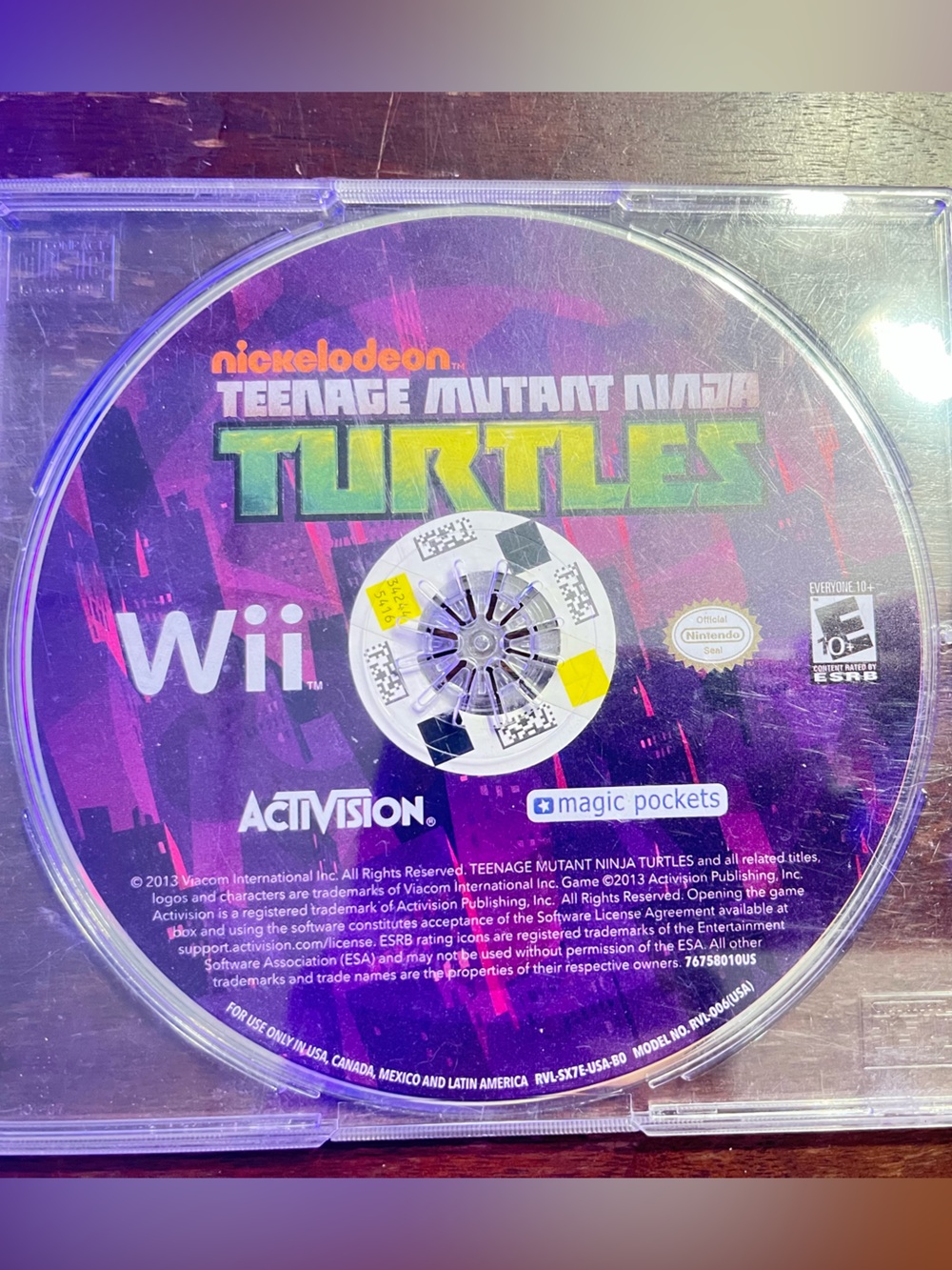 Teenage Mutant Ninja Turtles Wii Game Disc - Purple